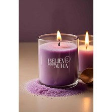 PremiumPort Mor Inci Tozu Mum, Sandal Ağacı Kokulu, Cam Bardaklı, 250 cc