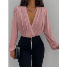 Equri Kadın Uzun Kollu Kruvaze Yaka Sandy Bluz