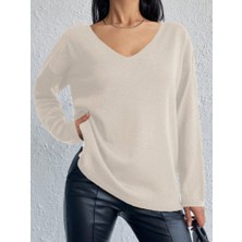 La Mode Istanbul Kadın Uzun Kollu V Yaka Triko Bluz