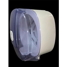 PremiumPort Büyük Boy Çekmeli Kağıt Havlu Dispenseri, Şeffaf Mavi-Beyaz, Duvar Montajlı (12 Adet)