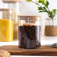 PremiumPort 12'li Bambu Kapaklı Borosilikat Baharatlık ve Saklama Kabı Seti