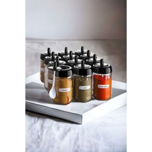 PremiumPort 12'li Cam Baharatlık Seti, Kendinden Kaşıklı, Şık ve Pratik Tasarım