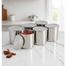 PremiumPort 6'lı Paslanmaz Çelik Baharatlık Seti, Şık ve Dayanıklı Tasarım