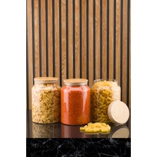 PremiumPort 3 Lt Jumbo Cam Kavanoz, Bambu Kapaklı, Şık ve Dayanıklı Saklama Ürünü