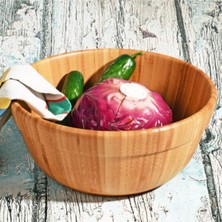 PremiumPort Büyük Yuvarlak Bambu Kase 26,5×12CM, Sağlıklı ve Şık Tasarım