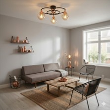 AVONNI AR-1661-3BSY Siyah Boyalı Modern Avize E27 Metal Cam 60cm