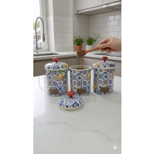 PremiumPort Renkli Desenli 3'lü Plastik Baharatlık Seti, Pratik ve Şık Mutfak Aksesuarı