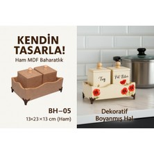 PremiumPort Şık 2’li Ham Mdf Baharatlık Seti, Boyanabilir Ahşap Tasarım, 13×23×13 cm