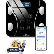 PremiumPort Dijital Baskül, Yağ, Su, Kas, Vücut Kitle, Endeksi, Kilo Ölçer, 2 Pil Hediyeli