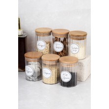 PremiumPort 6'lı Modern Ahşap ve Akrilik Baharatlık Seti, Etiket Hediyeli, Vakum Kapaklı