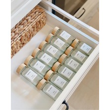 PremiumPort Bambu Kapaklı Cam Baharatlık Seti, 12'li, 16 Etiketli, Şık ve Pratik