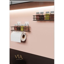 PremiumPort Siyah Yapışkanlı Baharatlık Çiftli Metal Raf, Mutfak Düzeni Için Şık Tasarım