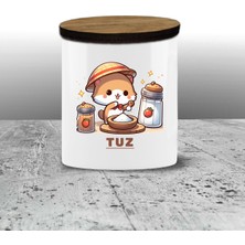 PremiumPort Şık Seramik Saklama Kabı, Baharatlık ve Tuzluk, 300ML, Pratik Kullanım