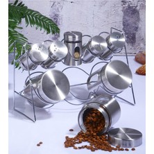 PremiumPort 8'li Paslanmaz Çelik Cam Baharatlık Takımı, Şık ve Pratik Mutfak Aksesuarı