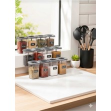 PremiumPort 12'li 450ML Kendinden Kaşıklı Baharatlık Seti ve 25 Etiket Hediye