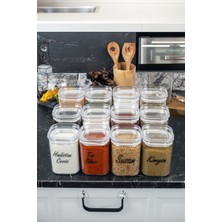 PremiumPort 12'li 300 ml Şeffaf Akrilik Baharatlık Seti, Vakumlu Saklama Kabı