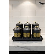 PremiumPort 6’lı Metal Standlı Baharatlık Seti Paslanmaz Kapaklı, Şık ve Pratik Organizatör