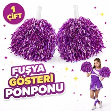 Die Grup 1 Çift Fuşya Okul Gösteri Ponponları - Ekstra Dolgun