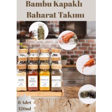 PremiumPort 6'lı Bambu Kapaklı Kare Cam Baharatlık Takımı ve Etiket Hediyesi