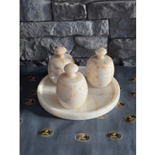 PremiumPort El Yapımı Doğal Taş Bal Mermer Baharatlık Seti, Şık ve Kullanışlı Tasarım