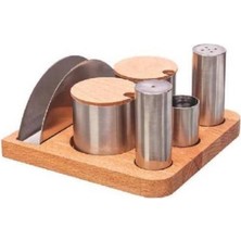 PremiumPort Ahşap 6'lı Tuzluk ve Baharatlık Takımı, Şık ve Pratik Kullanım