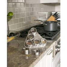 PremiumPort 6'lı Üçgen Manyetik Baharatlık Seti, Paslanmaz Çelik, Pratik ve Şık Tasarım