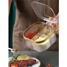 PremiumPort 4 Bölmeli Kapaklı Masa Üstü Baharatlık, Restoran ve Kafe Için Uygun