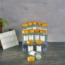PremiumPort Şeffaf Cam Tuzluk ve Baharatlık Seti, Bambu Kapaklı, 12'li, 90 ml