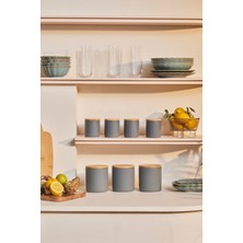 PremiumPort 7'li Seramik Baharat Takımı, Vakum Kapaklı, Antrasit Renkli