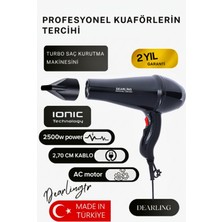 Dearling Güçlü 2500W Profesyonel Fön Makinesi, Ac Motor, 2 Isı ve Hız Ayarı, Garantili
