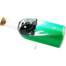 Ankaverse Yeşil Su Yuvarlak Mika Şişe=yan Duruş Ayaklı Yüzen Batmayan Gemi Dekoratif Biblo Akvaryum 6X16CM (5286)