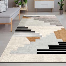 Shop A Way Latte Dizayn Carie Desenli Pamuk Tabanlı Yıkanabilen Kaydırmaz Antibakteriyel Salon Halısı 200X300