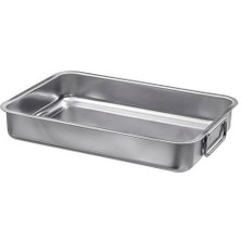 Shop A Way Metal Kare Fırın Kabı 24X34 cm Paslanmaz Çelik Kulplu Kare Fırın Pişirme Tepsisi