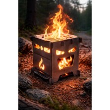 Fasmart V3.1 Xlarge Ateş Kutusu / Portatif Katlanır Kamp Ocağı / Kül Tablalı & Çantalı (28X28X30 Cm)
