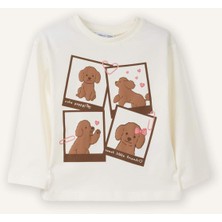 DeFacto Yumuşak Tuşe Köpek Baskılı Penye Tişört Kız Bebek G9385A526SP