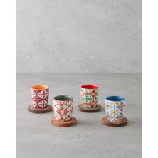 English Home Sorrel Stoneware 8 Parça 4 Kişilik Fincan 70 ml Renkli