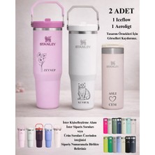 Stanley Kişiselleştirilmiş The Iceflow 0.89 + Aerolight 0.47 L Flip Straw 2.0 Tumbler 060 L 0.89 L 30OZ 40 OZ Termos Özel Baskılı