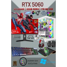Apphirex Tcw1 Ryzen 7 5700X 32GB 1tb M.2 SSD RTX5060 27'' 300HZ Sıvı Soğutmalı Beyaz Masaüstü Oyuncu Bilgisayarı