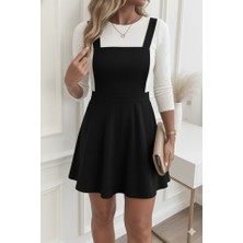 Etiler Collection Kadın Askılı Sırttan Çapraz Detaylı Kısa Kiloş Kadife Mini Elbise