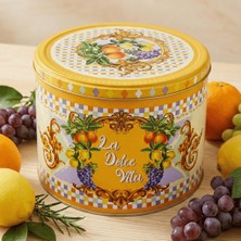 Sarkap Lemon Design Dekoratif Metal Saklama Kutusu Sarı