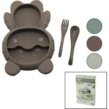 Ayıcık Model=3 Bölmeli Bebek Beslenme Seti 3pcs=mama Kabı-Kaşık-Çatal 500ML Renkli Plst (4887)