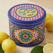 Sarkap Lemon Design Dekoratif Metal Saklama Kutusu Mavi