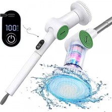 Şarjlı Temizlik Fırçası K500 | Uzun Saplı, Moplu, Sünger Başlıklı, Ipx6, 8 Başlık, 3 Hız Modu