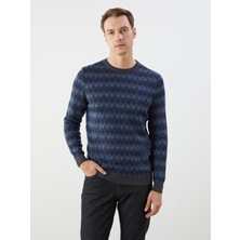 Bisiklet Yaka Uzun Kollu Baklava Desenli Erkek Triko Kazak