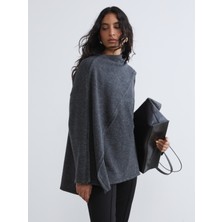 Dökümlü Şal Yaka Oversize Kadın Triko Kazak