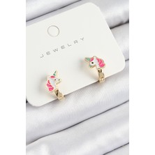 İlkyaz Fashion Pirinç Unıcorn Model Gold Renk Çocuk Küpe ILKYAZB-RSBJTR34