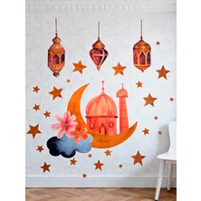 Duvar Sticker - Renkli Suluboya Efektli Camii Duvar Sticker - Ramazan Dini Duvar Sticker