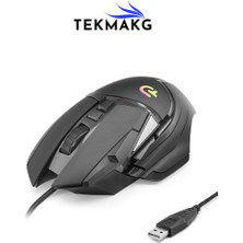 Tekmakg Kablolu Gaming Oyuncu Mouse - 7200 Dpı Rgb Aydınlatmalı Yüksek Hassasiyetli Ergonomik USB Fare
