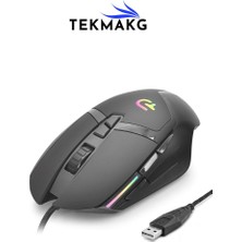Tekmakg 7200 Dpı Rgb Ledli 7 Tuşlu Profesyonel Kablolu Gaming Oyuncu Mouse - Ergonomik Makrolu Tasarım