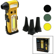 Oto Araç Süpürge - Fener - Mini Turbo Jet Fan Şarjlı 3 Farklı Uç Kademeli Hız Ayar 8 Farklı Beyaz-Kırmızı Işık Standlı - Mıknatıs - Kesme Aparatı (4887)